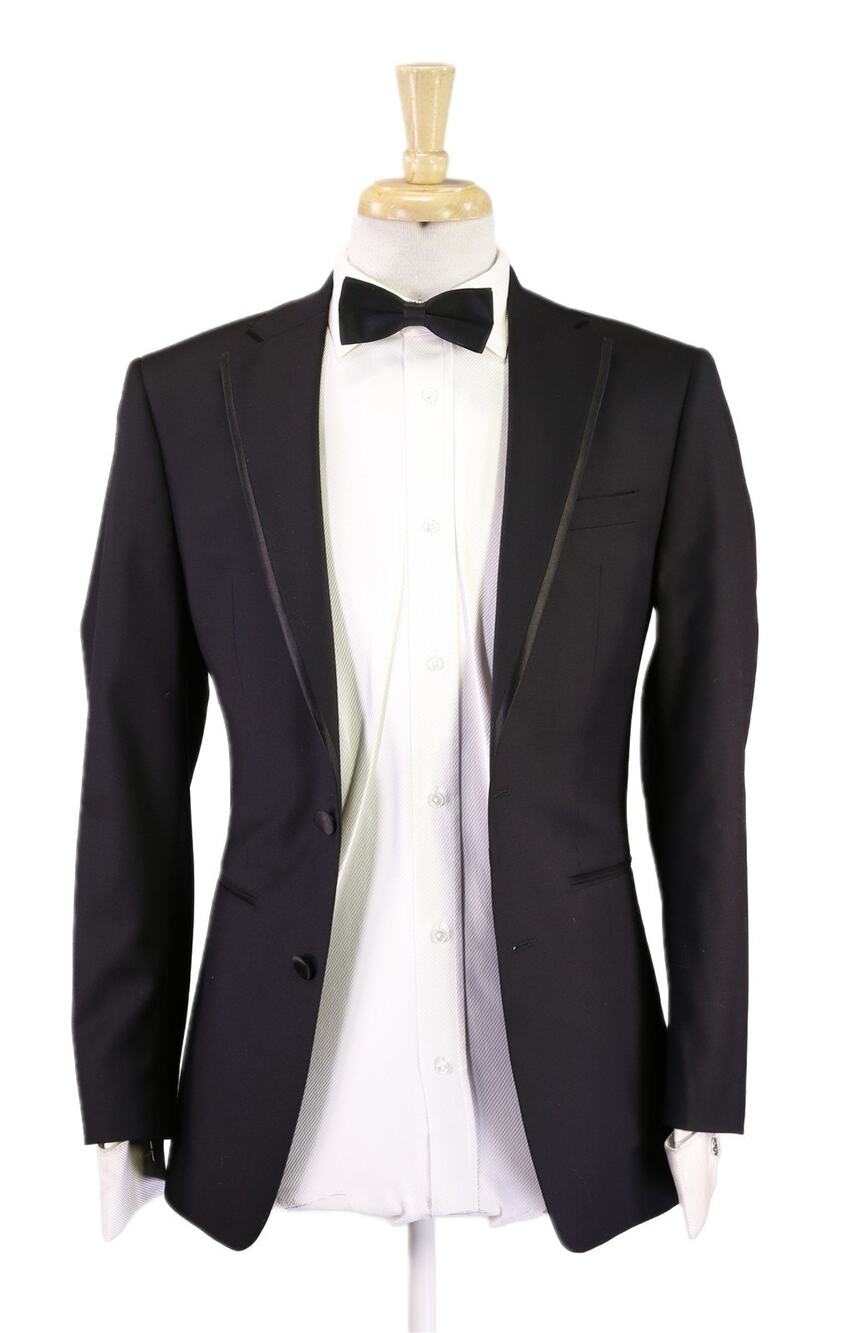 Calvin Klein Black Slim Fit 2-Btn Tuxedo Wedding Formal Blazer Jacket 34S